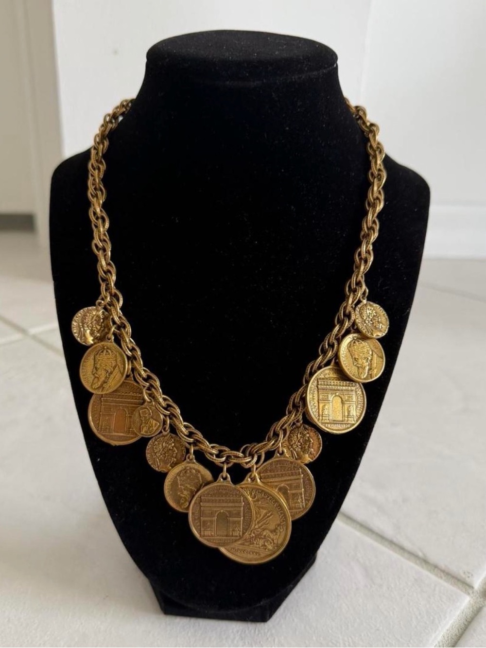 Vintage Gold Coin Charm Necklace - Women's Jewelry